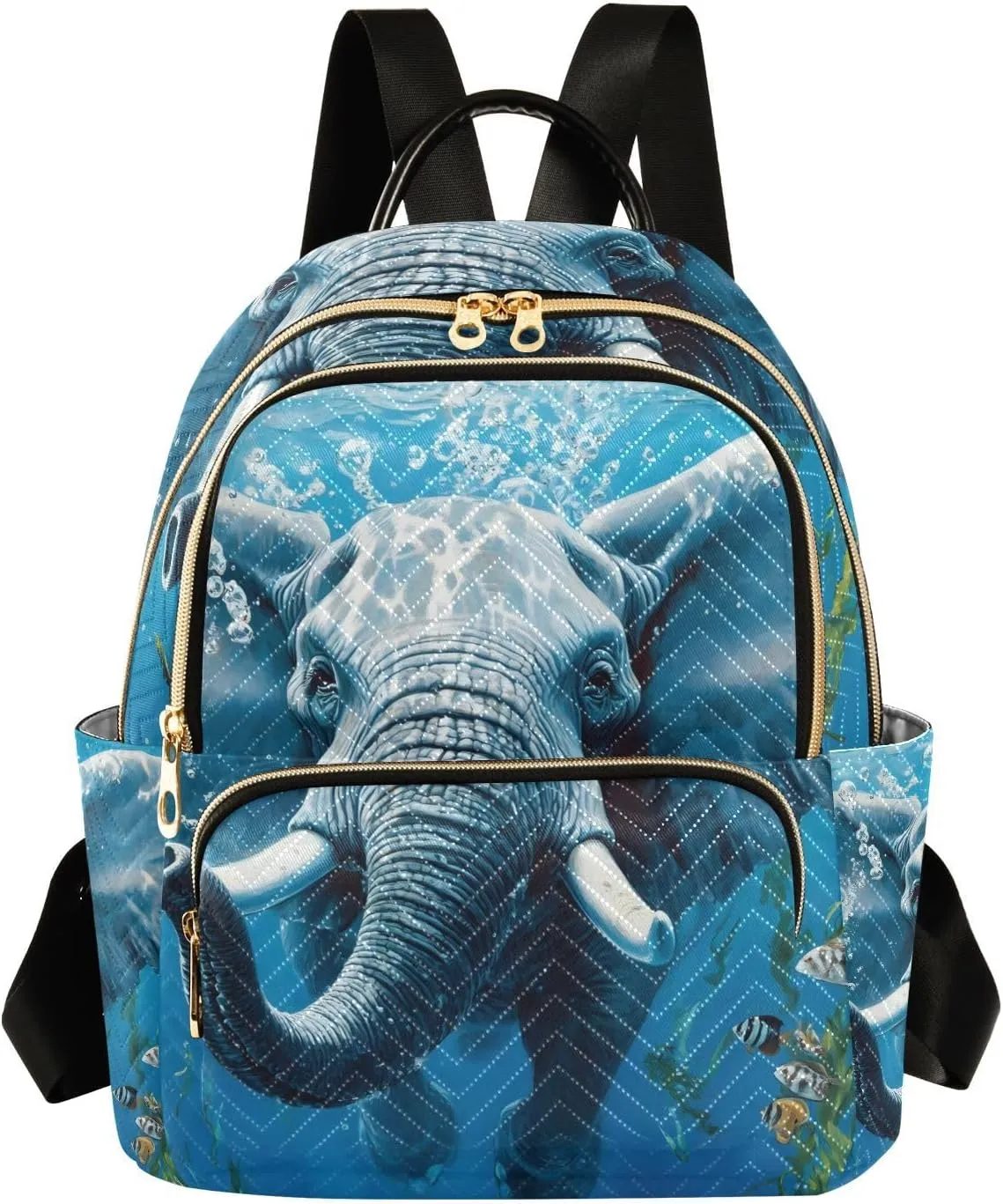 JIPONI Elephant Seabed Small Backpack for Women, Travel Purse Back Pack, Casual Daypack, Lightweight Bag-S