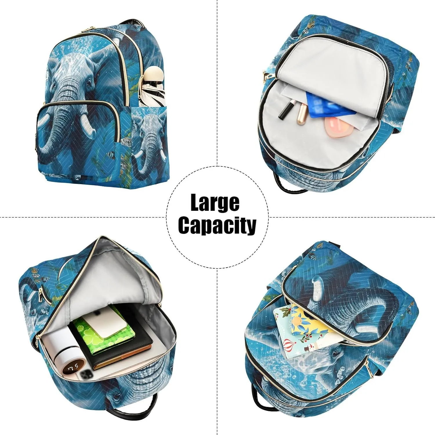 JIPONI Elephant Seabed Small Backpack for Women, Travel Purse Back Pack, Casual Daypack, Lightweight Bag-S