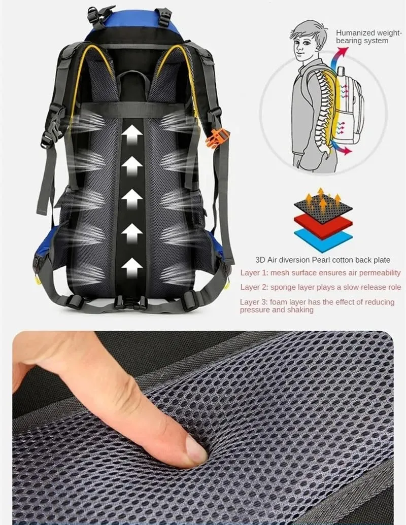 JSEIAJB 65L Outdoor Waterproof and Wear-resistant Camping Climbing Bag Hiking Mountaineering Backpacks Sport Bag