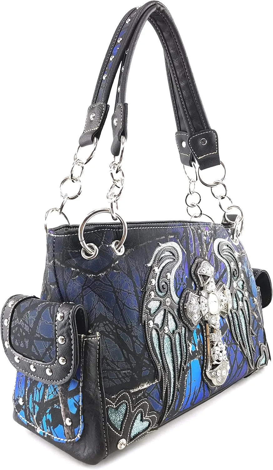 Justin West Cross Angel Wings Concealed Carry Handbag Purse