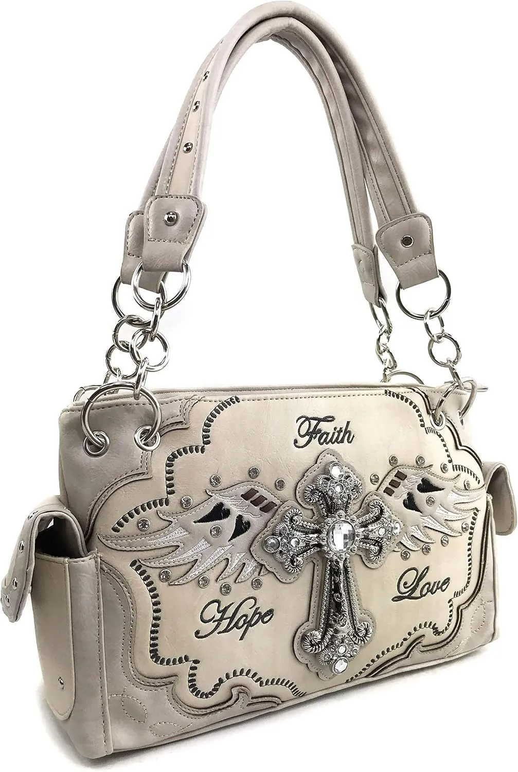 Justin West Cross Angel Wings Concealed Carry Handbag Purse