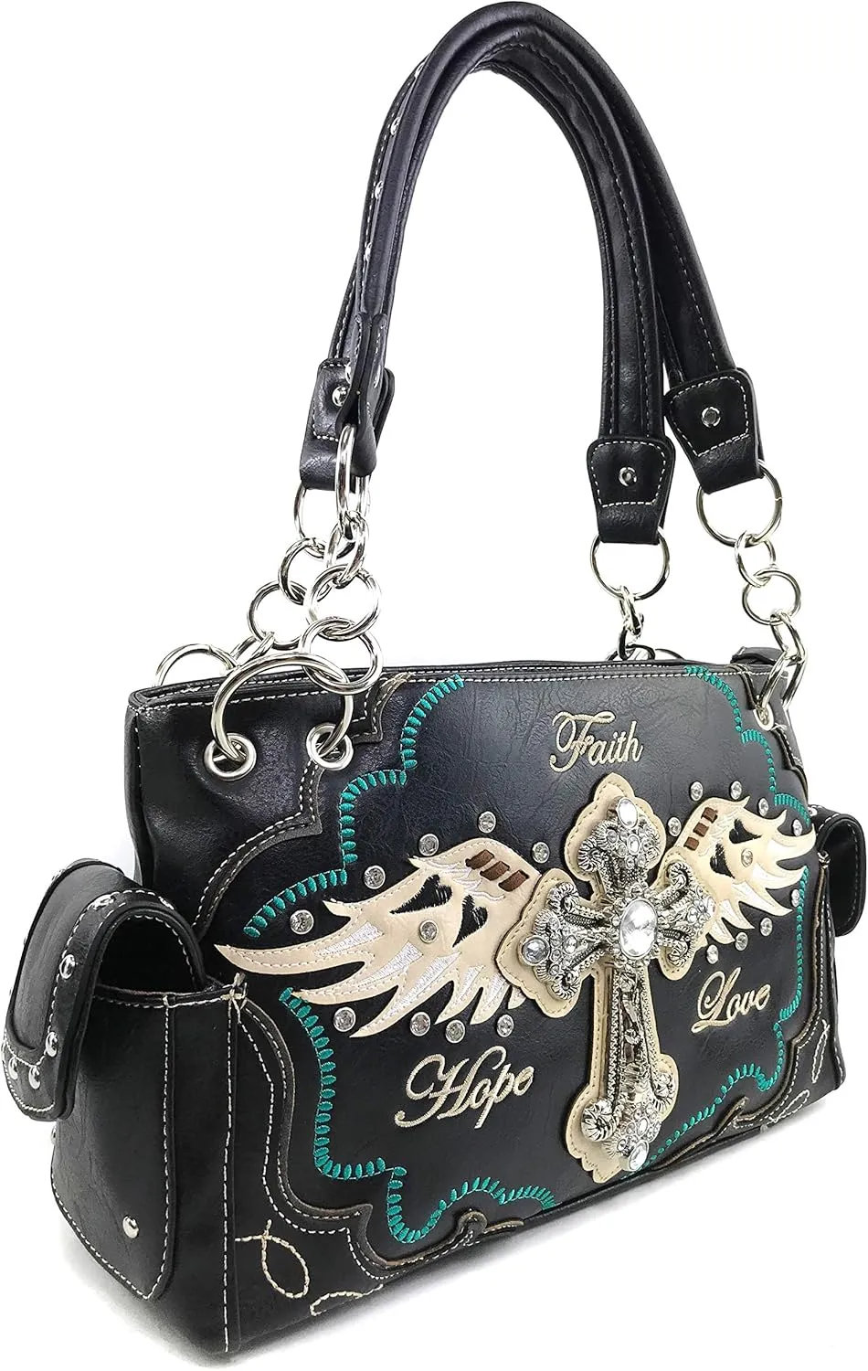 Justin West Cross Angel Wings Concealed Carry Handbag Purse