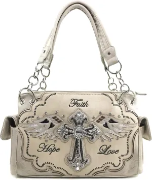 Justin West Cross Angel Wings Concealed Carry Handbag Purse