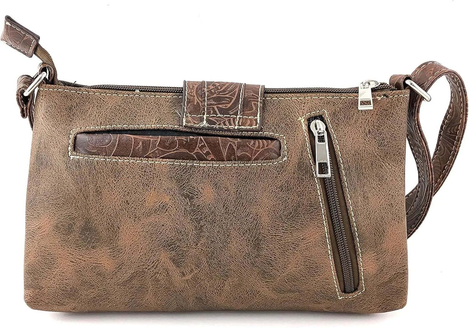 Justin West Floral Leather Turquoise Concho Rhinestone Messenger Bag Crossbody