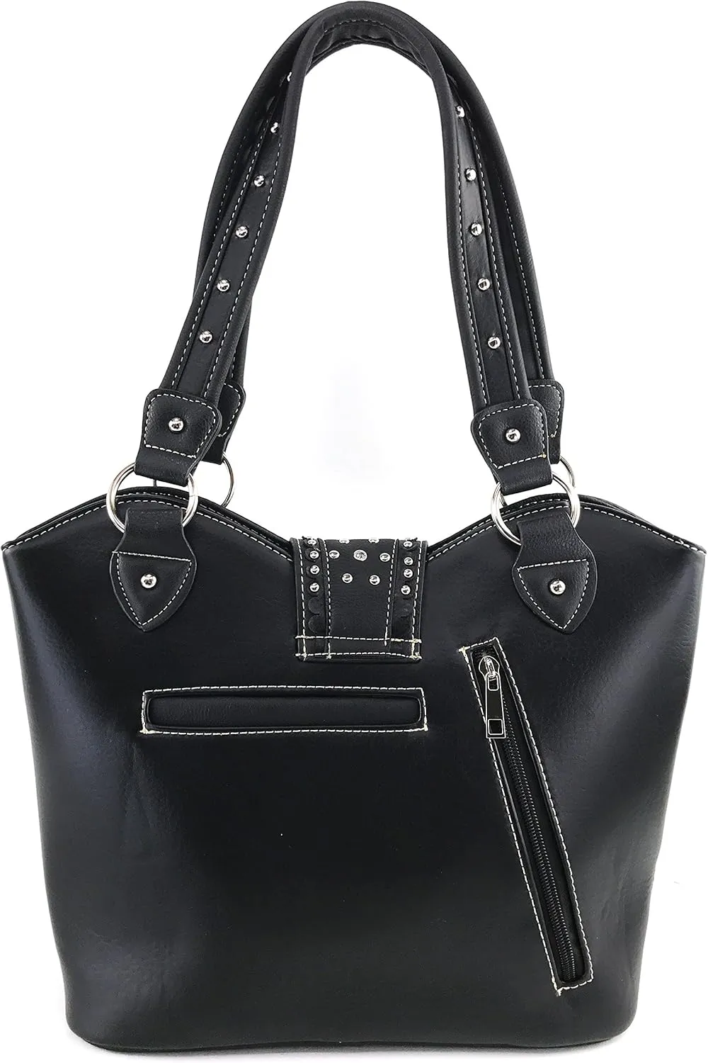 Justin West Gleaming Laser Cut Rhinestone Buckle Studded Concealed Carry Handbag Purse