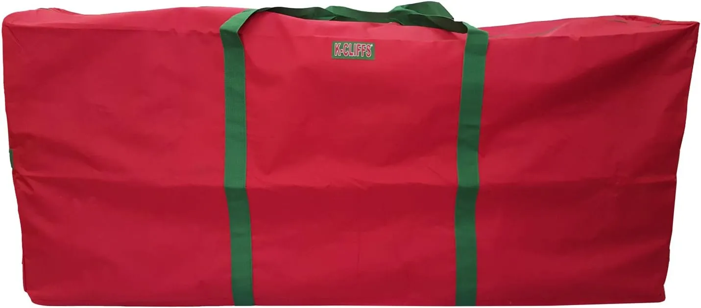 K-Cliffs Extra Large Christmas Tree Storage Bag Heavy Duty X'Mas Holiday Decoration Duffel Fits 9 ft Artificial Trees Durable Quality 65" x 30" x 15" Red