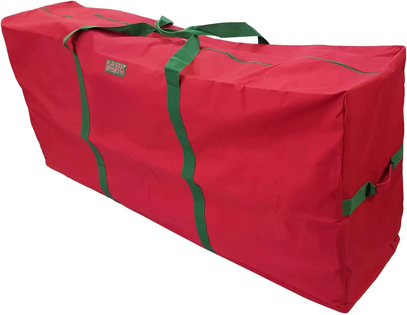 K-Cliffs Extra Large Christmas Tree Storage Bag Heavy Duty X'Mas Holiday Decoration Duffel Fits 9 ft Artificial Trees Durable Quality 65" x 30" x 15" Red