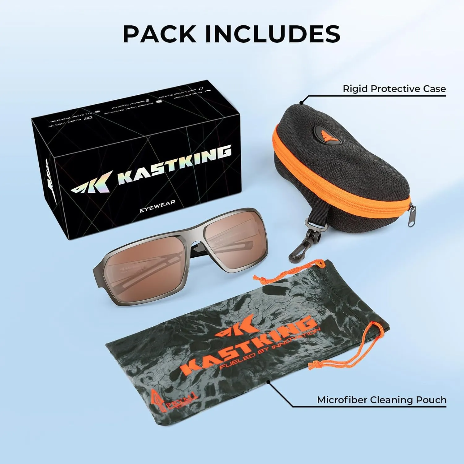 KastKing Chippewa Polarized Fishing Sunglasses, UV400 Protection Full Wrap Frame Sports Cycling Sunglasses, 1.0mm TAC Lenses
