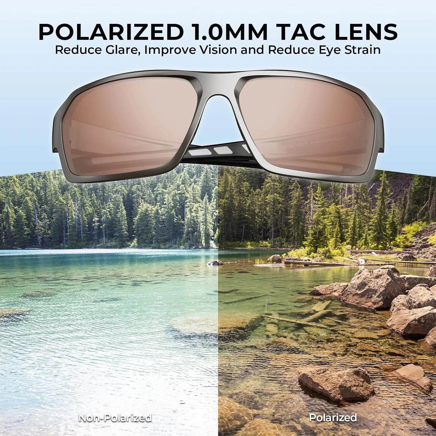 KastKing Chippewa Polarized Fishing Sunglasses, UV400 Protection Full Wrap Frame Sports Cycling Sunglasses, 1.0mm TAC Lenses
