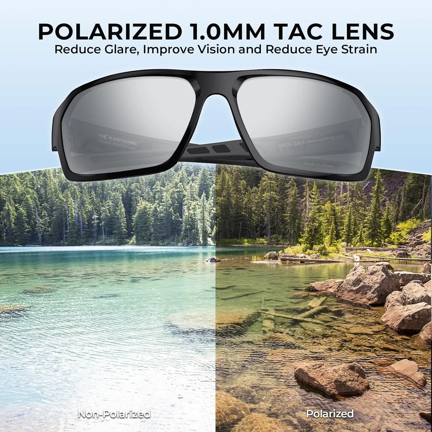 KastKing Chippewa Polarized Fishing Sunglasses, UV400 Protection Full Wrap Frame Sports Cycling Sunglasses, 1.0mm TAC Lenses