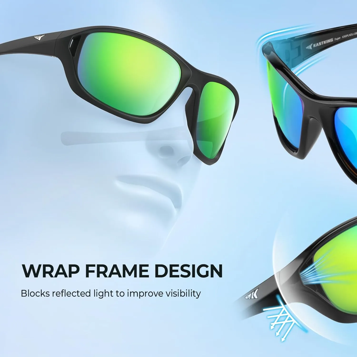 KastKing Dugan Polarized Sport Sunglasses for Men and Women, Ideal for Driving Fishing Cycling Running, UV Protection