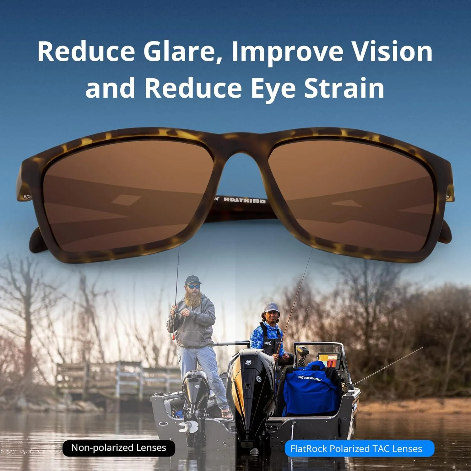 KastKing FlatRock Polarized Sport Sunglasses for Men and Women, Ideal for Driving Fishing Cycling Running, UV Protection