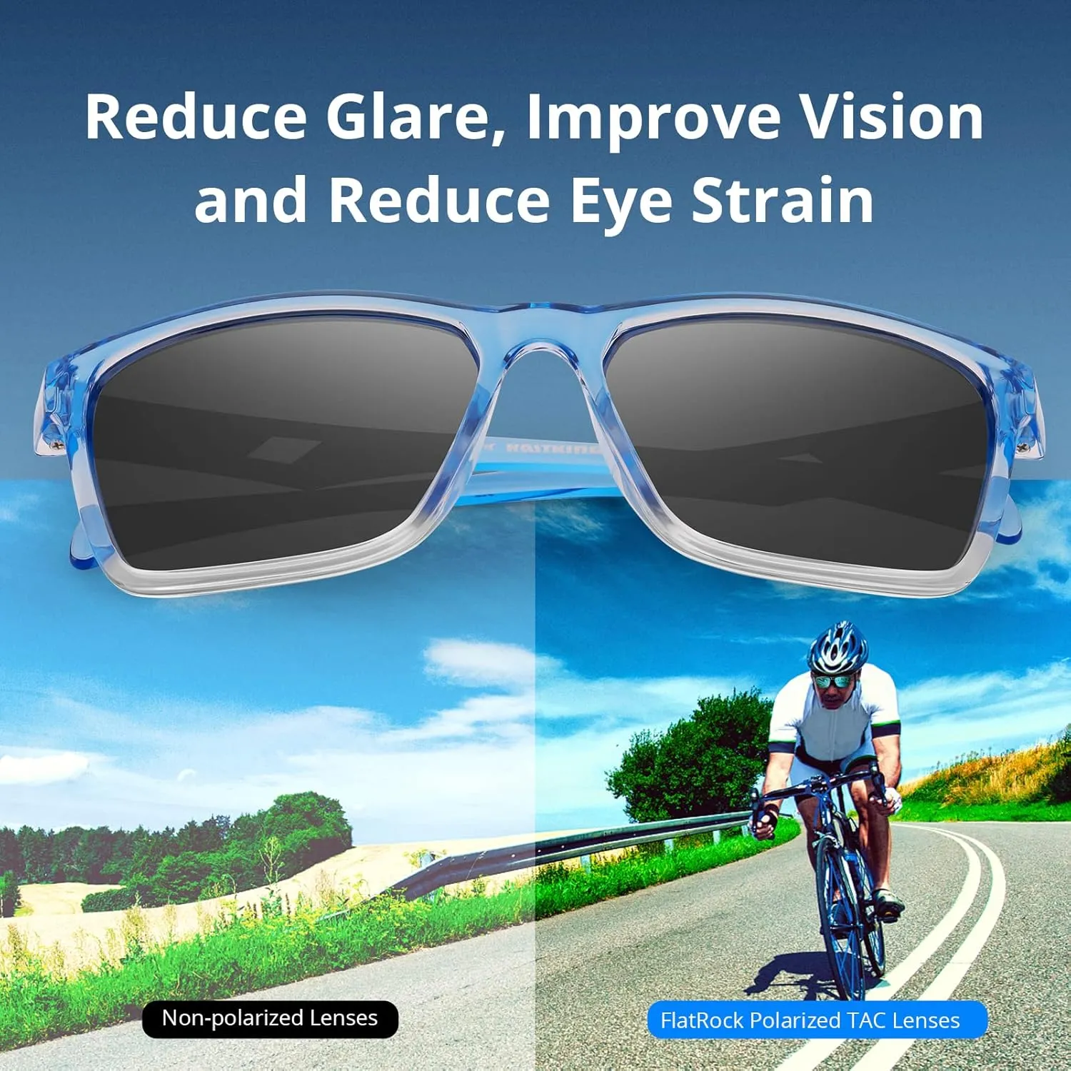KastKing FlatRock Polarized Sport Sunglasses for Men and Women, Ideal for Driving Fishing Cycling Running, UV Protection