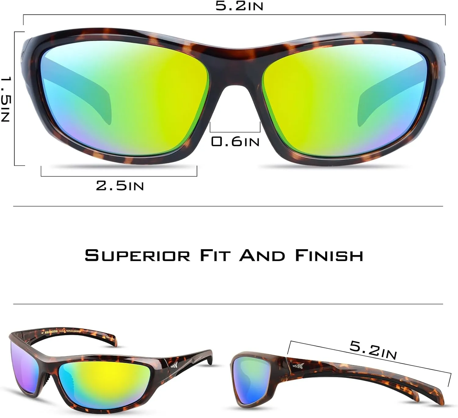 KastKing Hiwassee Polarized Sport Sunglasses for Men and Women, Wrap Sunglasses for Fishing Cycling and Running,UV Protection