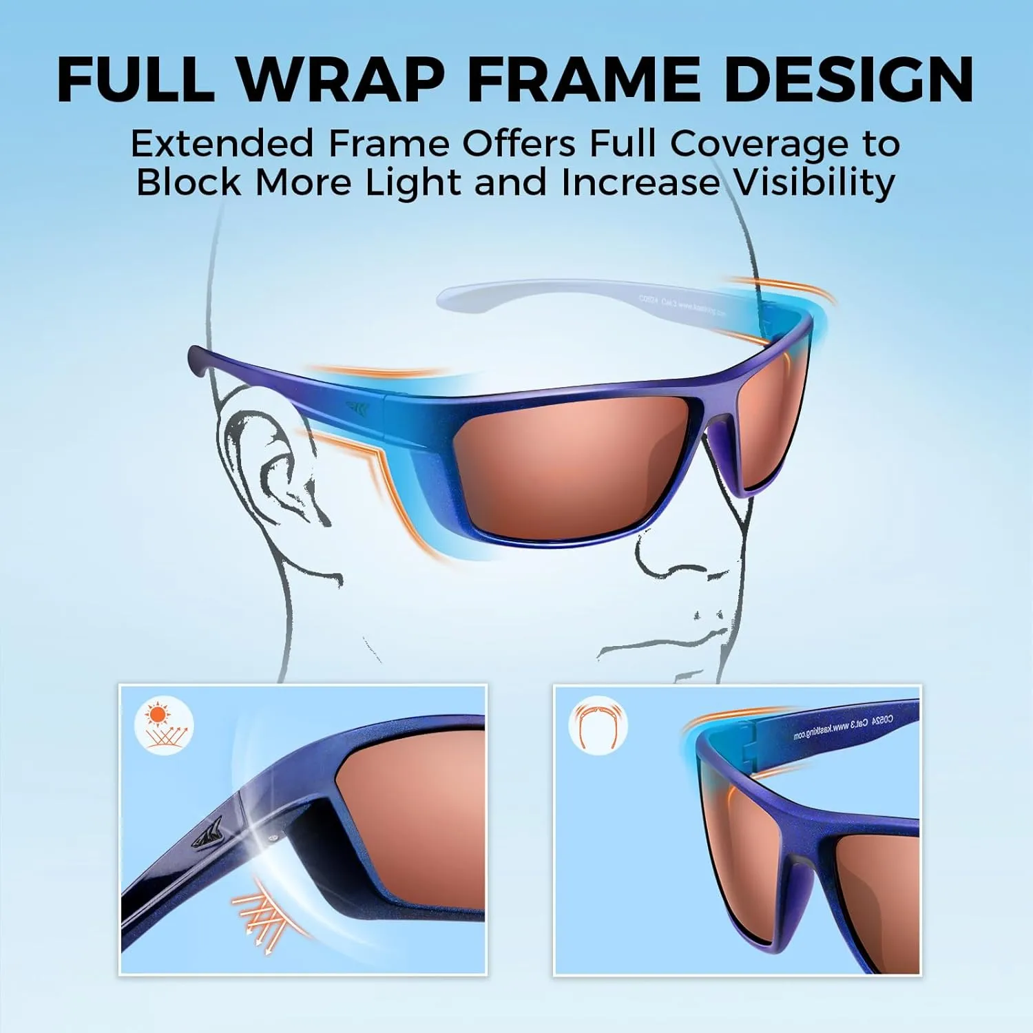KastKing Huzzah Polarized Sport Sunglasses for Men and Women, Ideal for Driving Fishing Cycling and Running,UV Protection