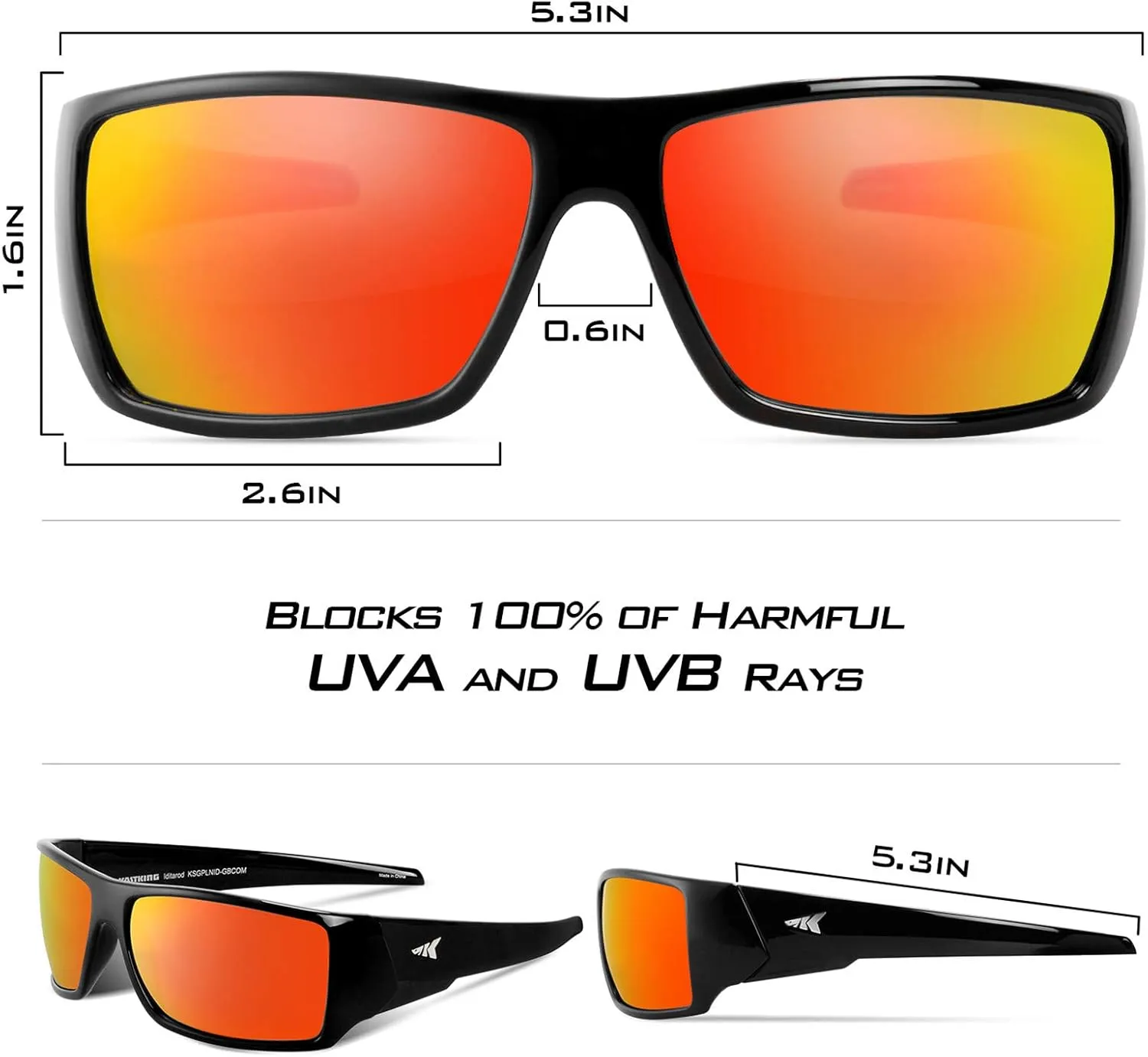 KastKing Iditarod Polarized Sport Sunglasses for Men and Women, Ideal for Driving Fishing Cycling and Running, UV Protection