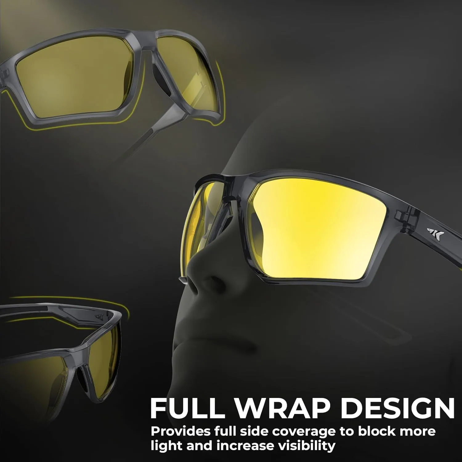 KastKing IllumiLens Night Vision Glasses, Night Driving Glasses for Men Women, Reduce Glare and Enhance Vision