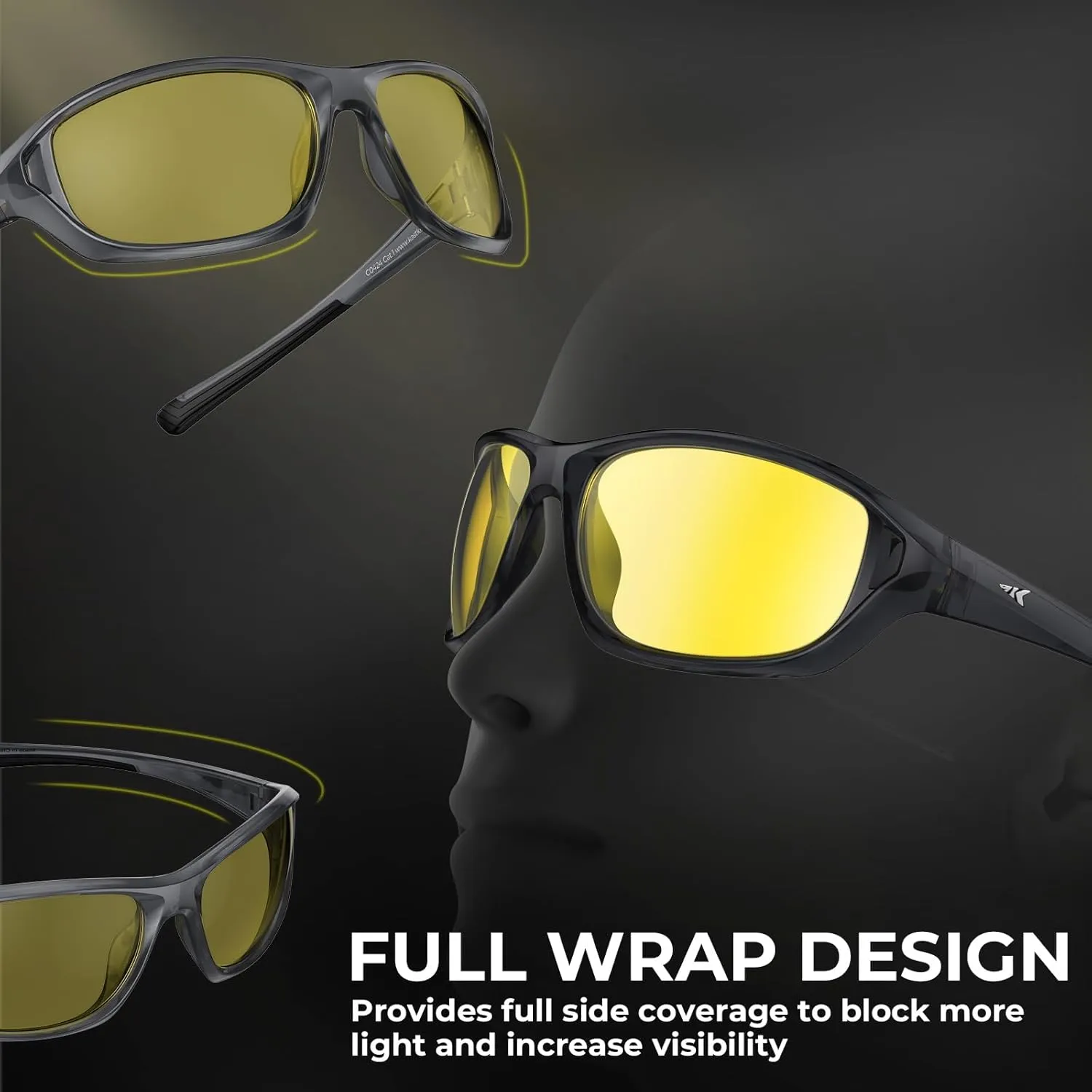 KastKing IllumiLens Night Vision Glasses, Night Driving Glasses for Men Women, Reduce Glare and Enhance Vision