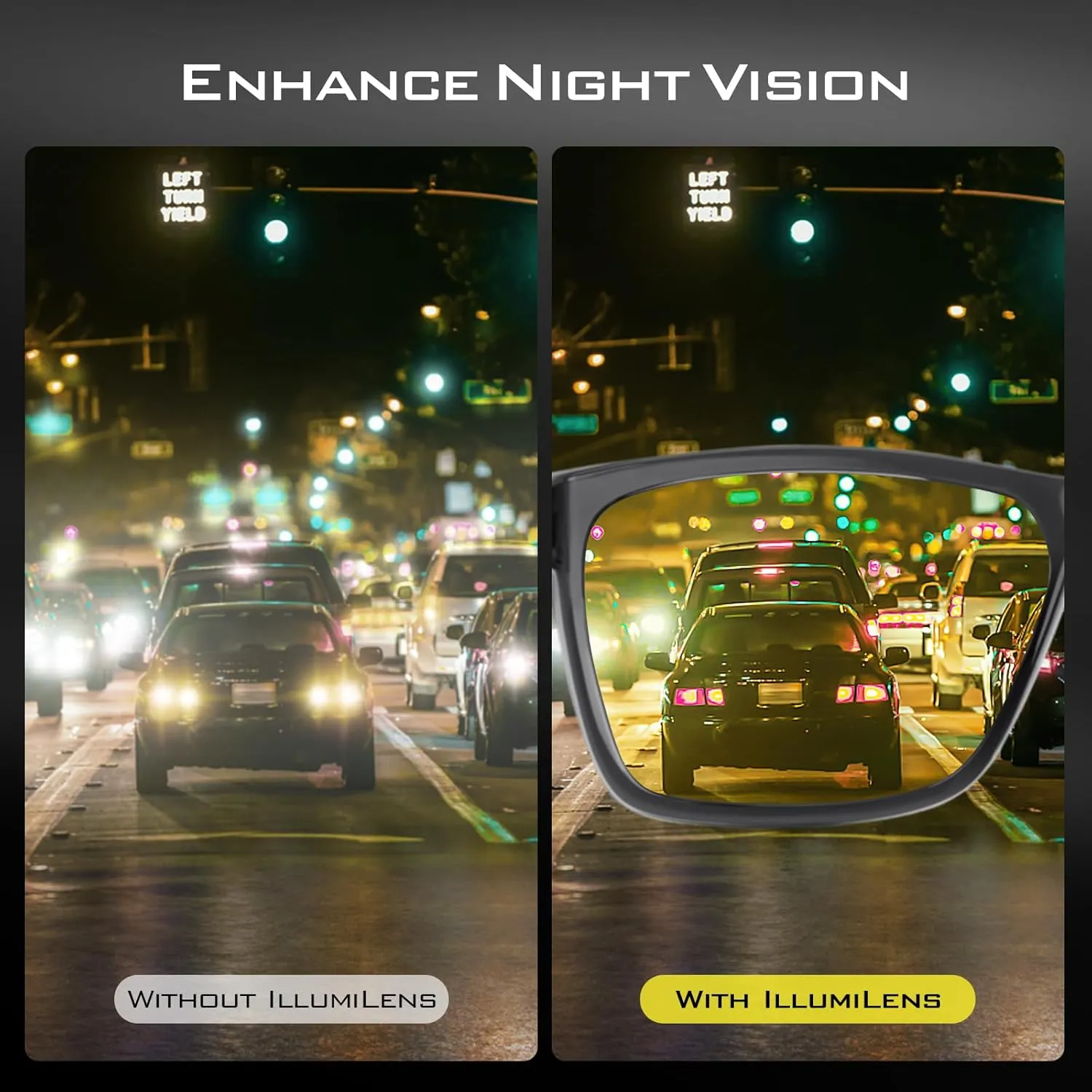 KastKing IllumiLens Night Vision Glasses, Night Driving Glasses for Men Women, Reduce Glare and Enhance Vision