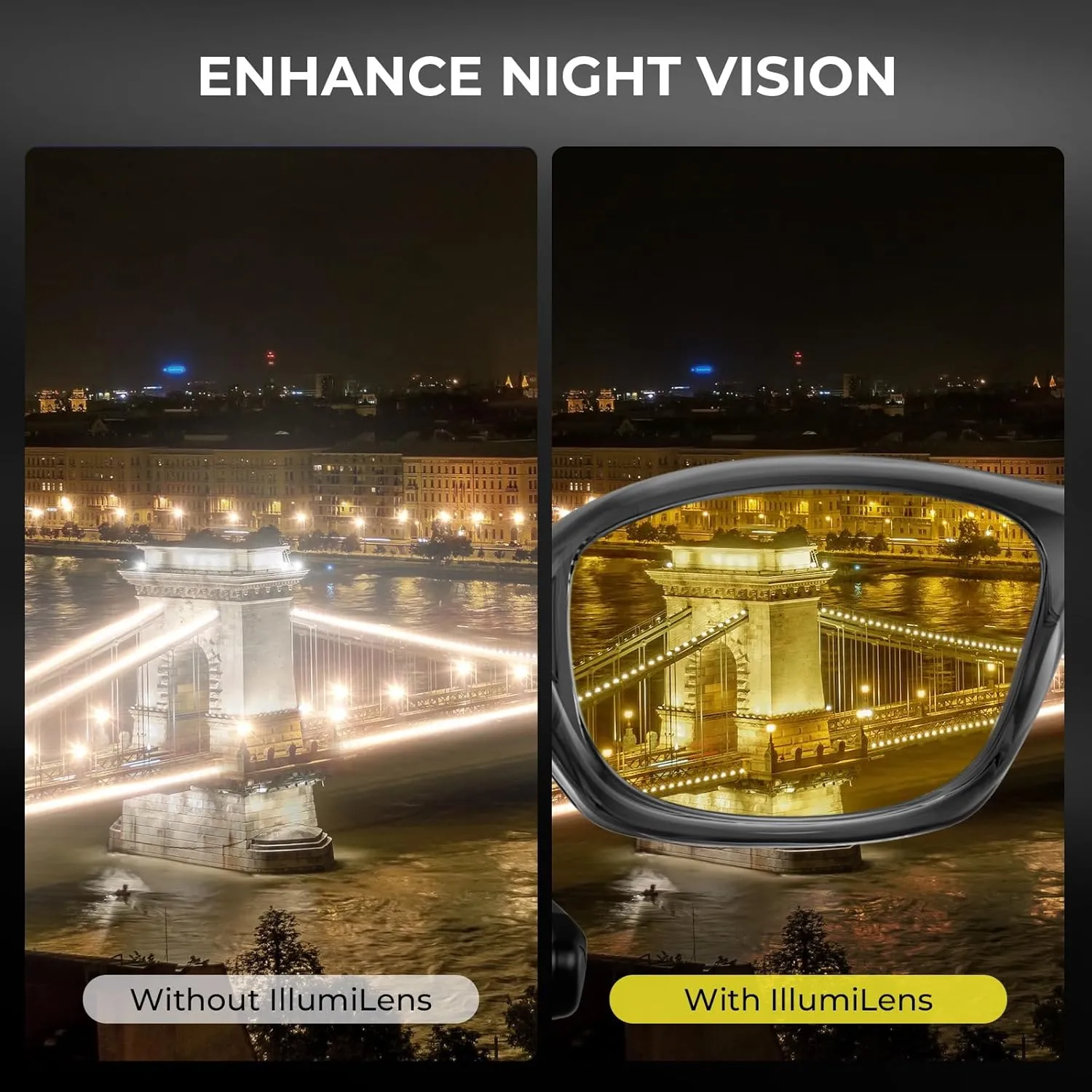 KastKing IllumiLens Night Vision Glasses, Night Driving Glasses for Men Women, Reduce Glare and Enhance Vision