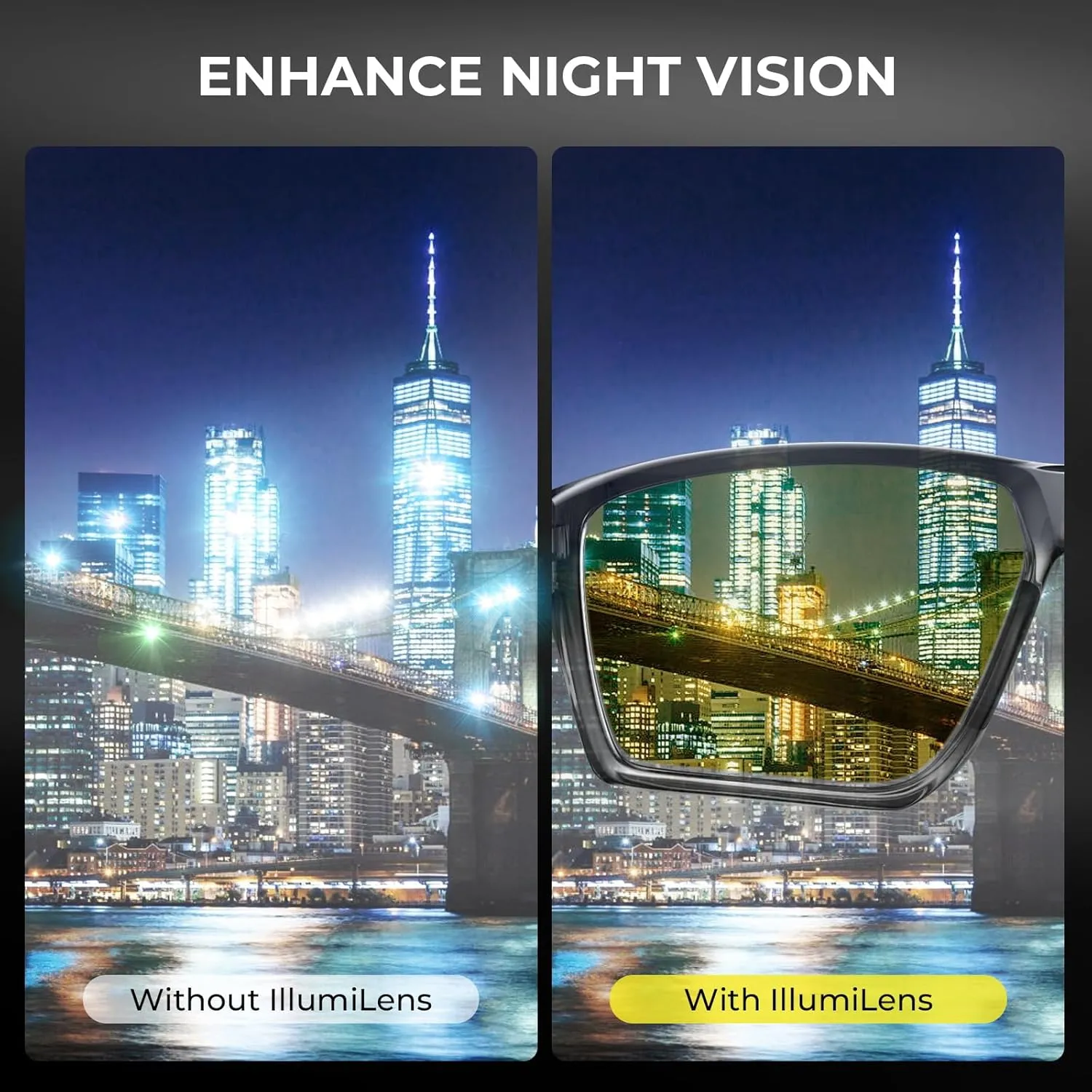 KastKing IllumiLens Night Vision Glasses, Night Driving Glasses for Men Women, Reduce Glare and Enhance Vision