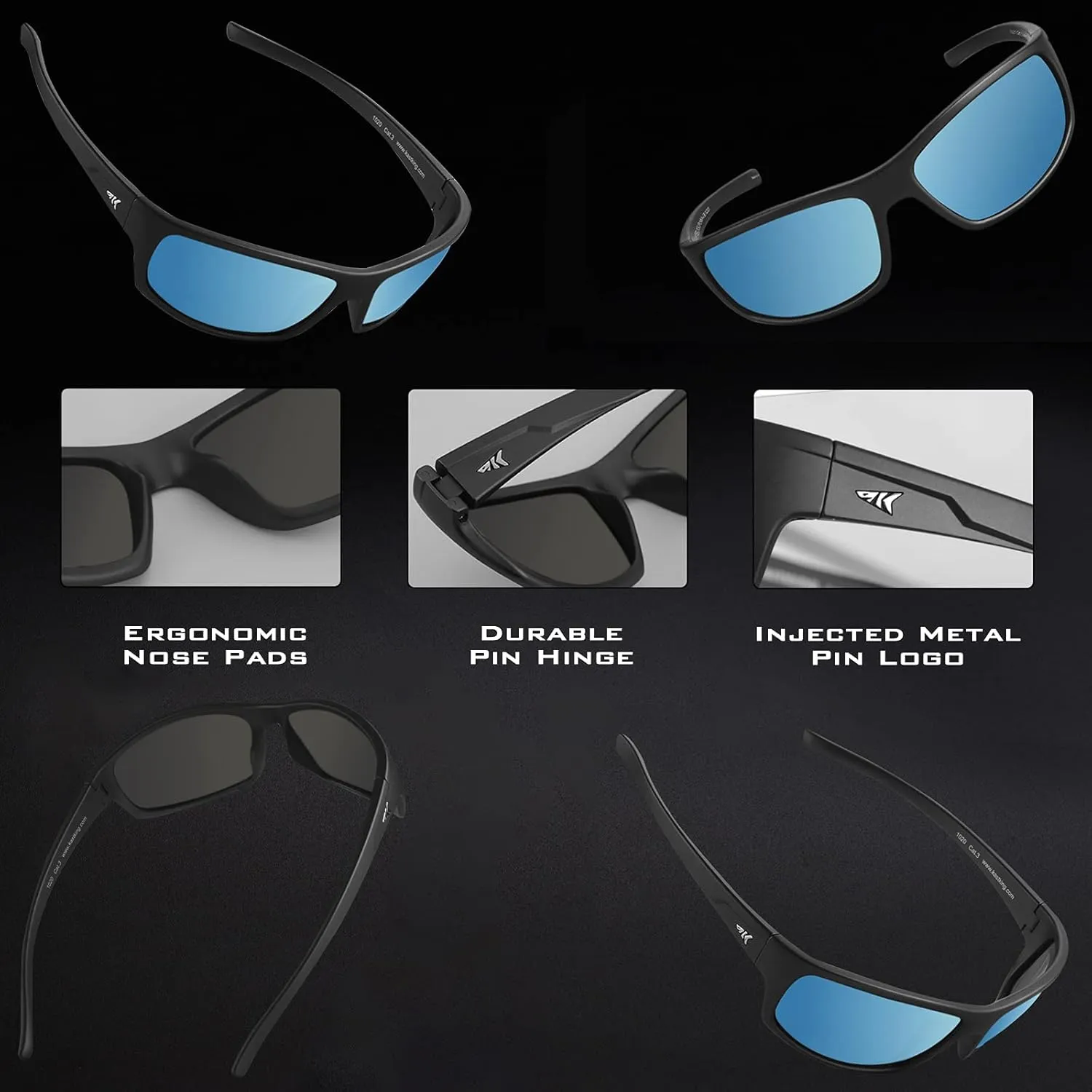 KastKing Kateel Polarized Sport Sunglasses for Men and Women, Ideal for Driving Fishing Cycling and Running,UV Protection