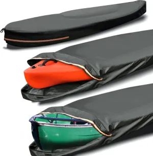 Kayak Cover 9ft 600D Tear Resistant Trailerable Kayak Covers for Outdoor Storage, Waterproof & UV-Proof Heavy Duty Canoe Cover for Indoor/Outdoor Storage(Grey) Fit 8-10ft Kayak Storage
