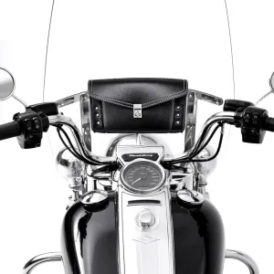 KEMIMOTO Motorcycle Windshield Bag Windscreen Studded Pouch Compatible With Road King 1995-2019 2020 2021 2022 2023 2024 Softail Storage Tool