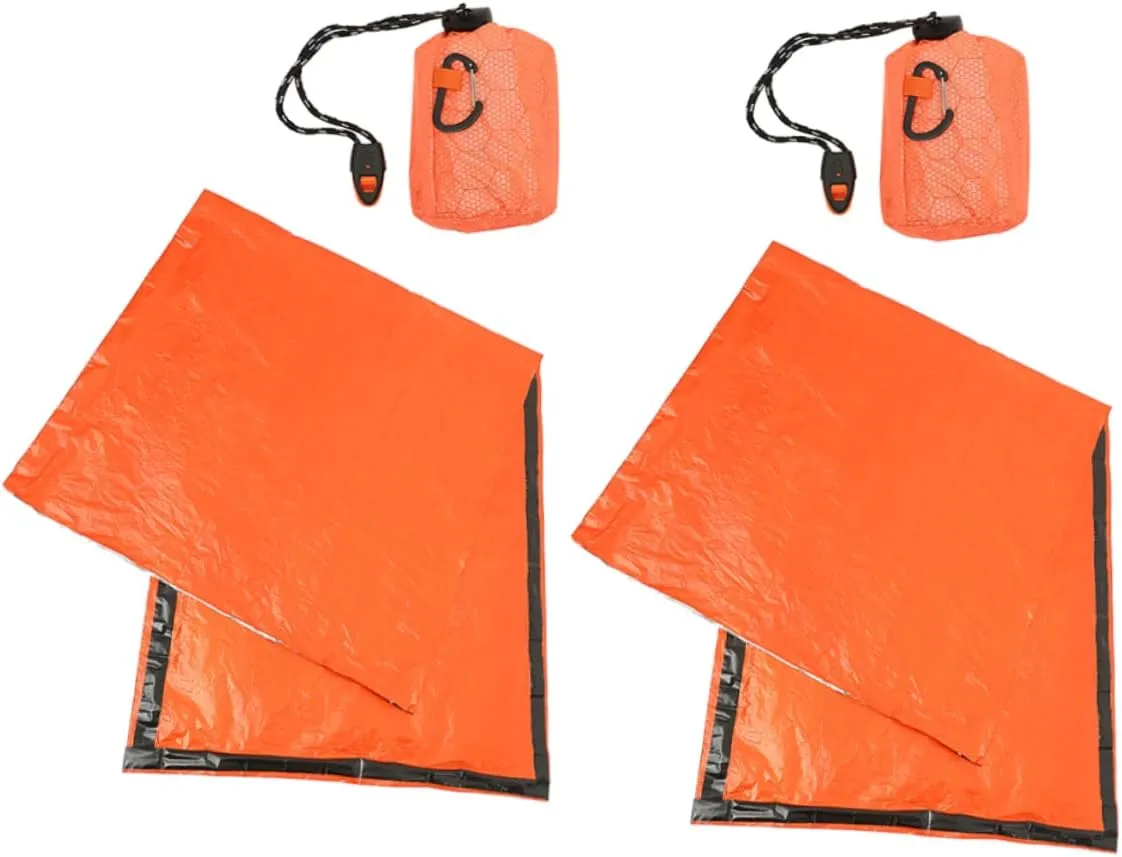 KESYOO 2pcs Emergency Sack Film Survival Sack with Drawstring Storage Bag for Camping Hiking and Outdoor Activities Easy to Carry with Emergency Whistle