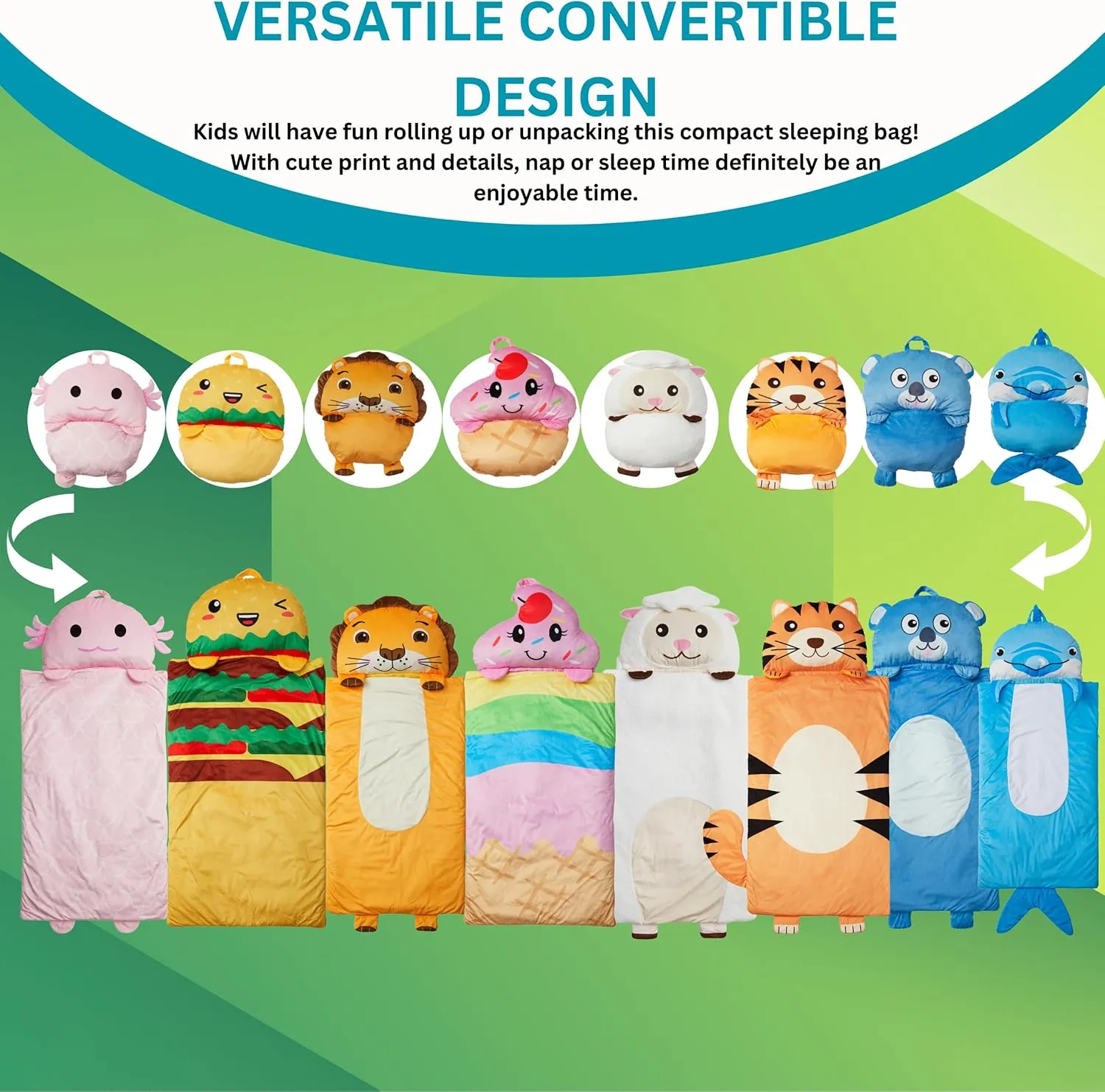 Kid's Nap Buddies Character Preschool Nap Mat, Toddler Sleeping Bag with Pillow for Daycare, Ages 3 
