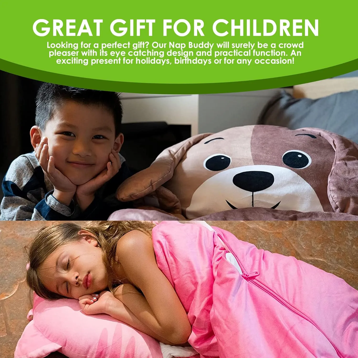 Kid's Nap Buddies Character Preschool Nap Mat, Toddler Sleeping Bag with Pillow for Daycare, Ages 3 