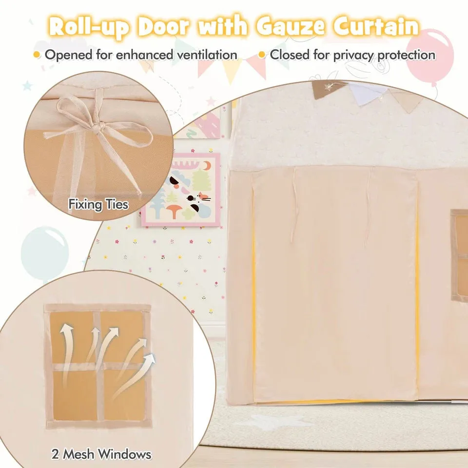 Kids Play Tent Large Toddler Playhouse Gift w/Star Lights & Padded Mat