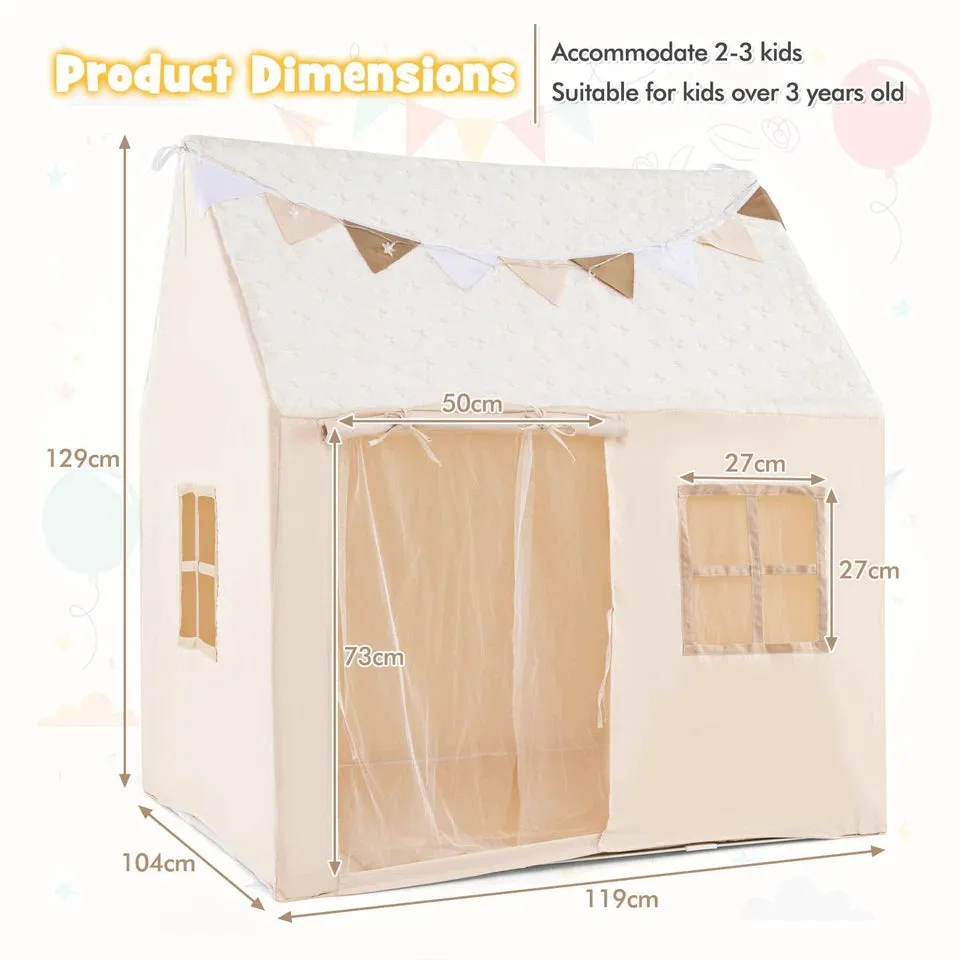 Kids Play Tent Large Toddler Playhouse Gift w/Star Lights & Padded Mat
