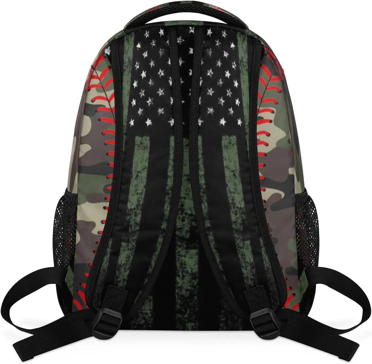 Kids School Backpacking Baseball Red Tie Backpack for Teens Girls & Boys Middle School Aesthetic Camo Students Bookbag 16 in Cute Lightweight Gym Travel Bag Sports Schoolbag