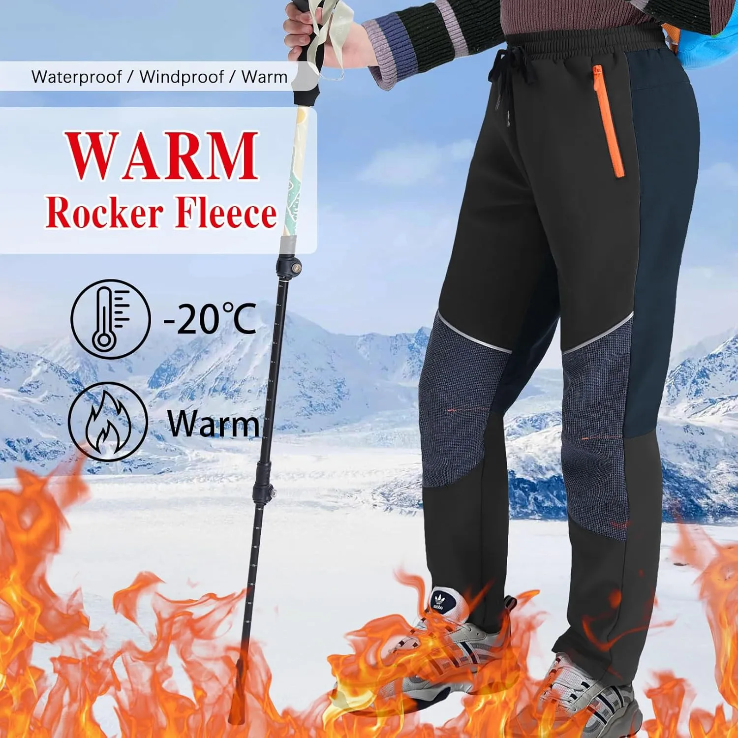 Kids Snow Ski Pants Hiking Boys Girls Outdoor Waterproof Windproof Fleece Warm Snowboard Pants
