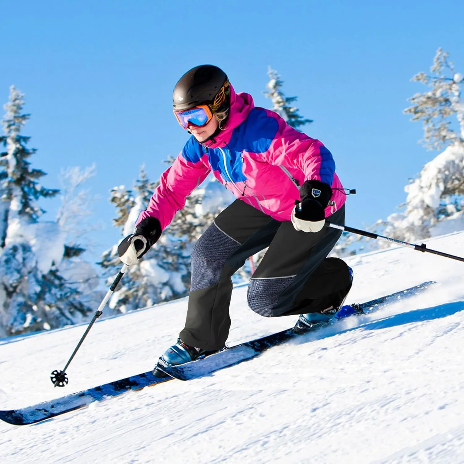 Kids Snow Ski Pants Hiking Boys Girls Outdoor Waterproof Windproof Fleece Warm Snowboard Pants