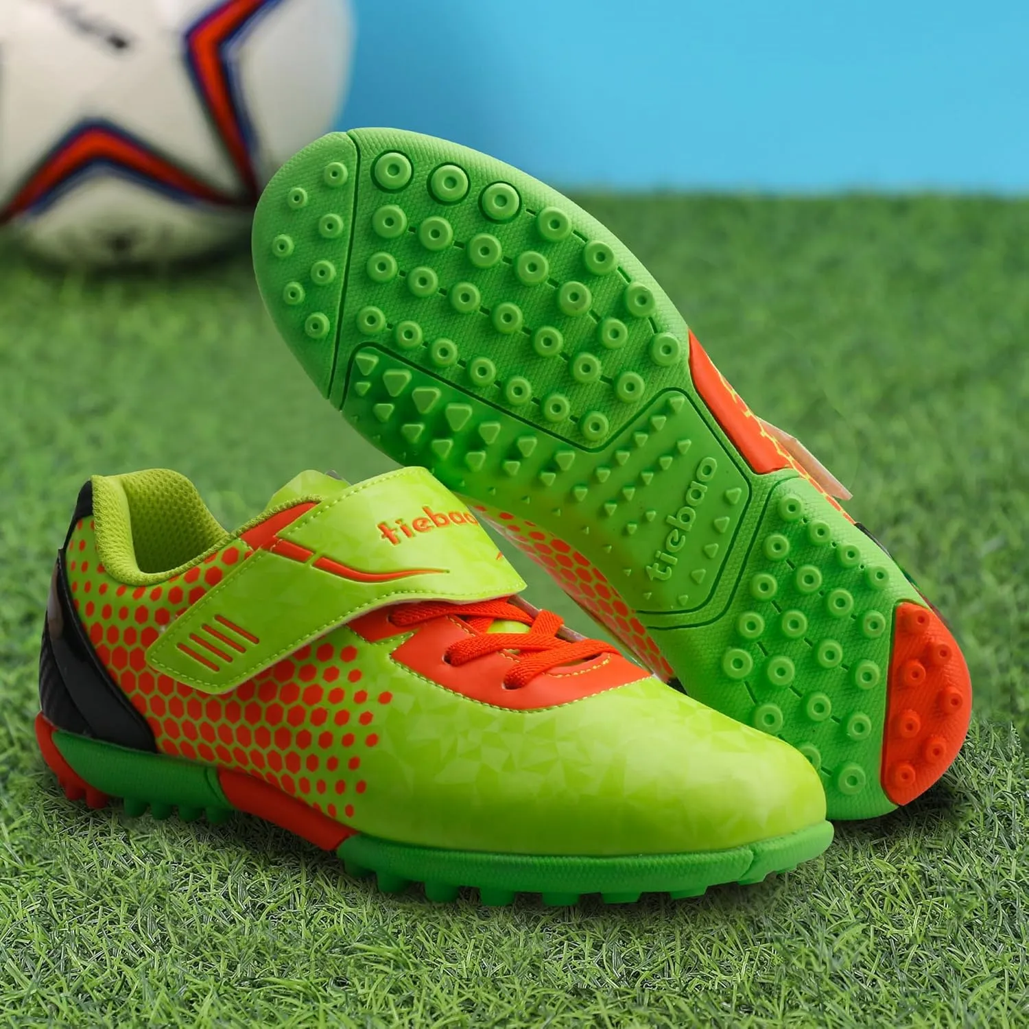 Kids Soccer Shoes Laceless Turf Outdoor Boys Girls TF Football Little Big Child Soccer Cleats