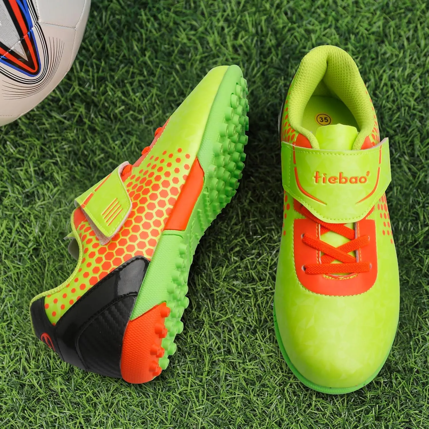Kids Soccer Shoes Laceless Turf Outdoor Boys Girls TF Football Little Big Child Soccer Cleats