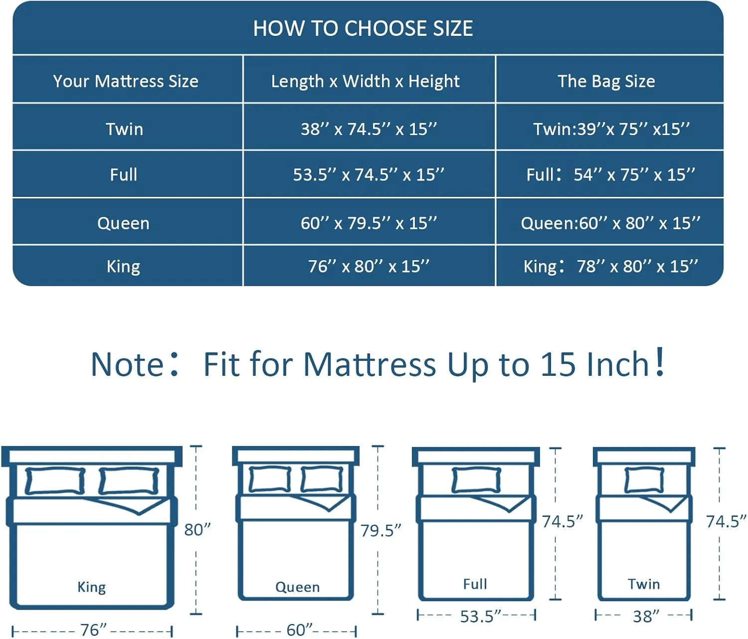 King Mattress Bag Waterproof, Reusable Mattress Storage Bag, Strong Zipper Extra Heavy Duty Mattress Bag, Easy Carrier Mattress Cover Protector for Moving, Fit for Mattress Up to 15 Inch