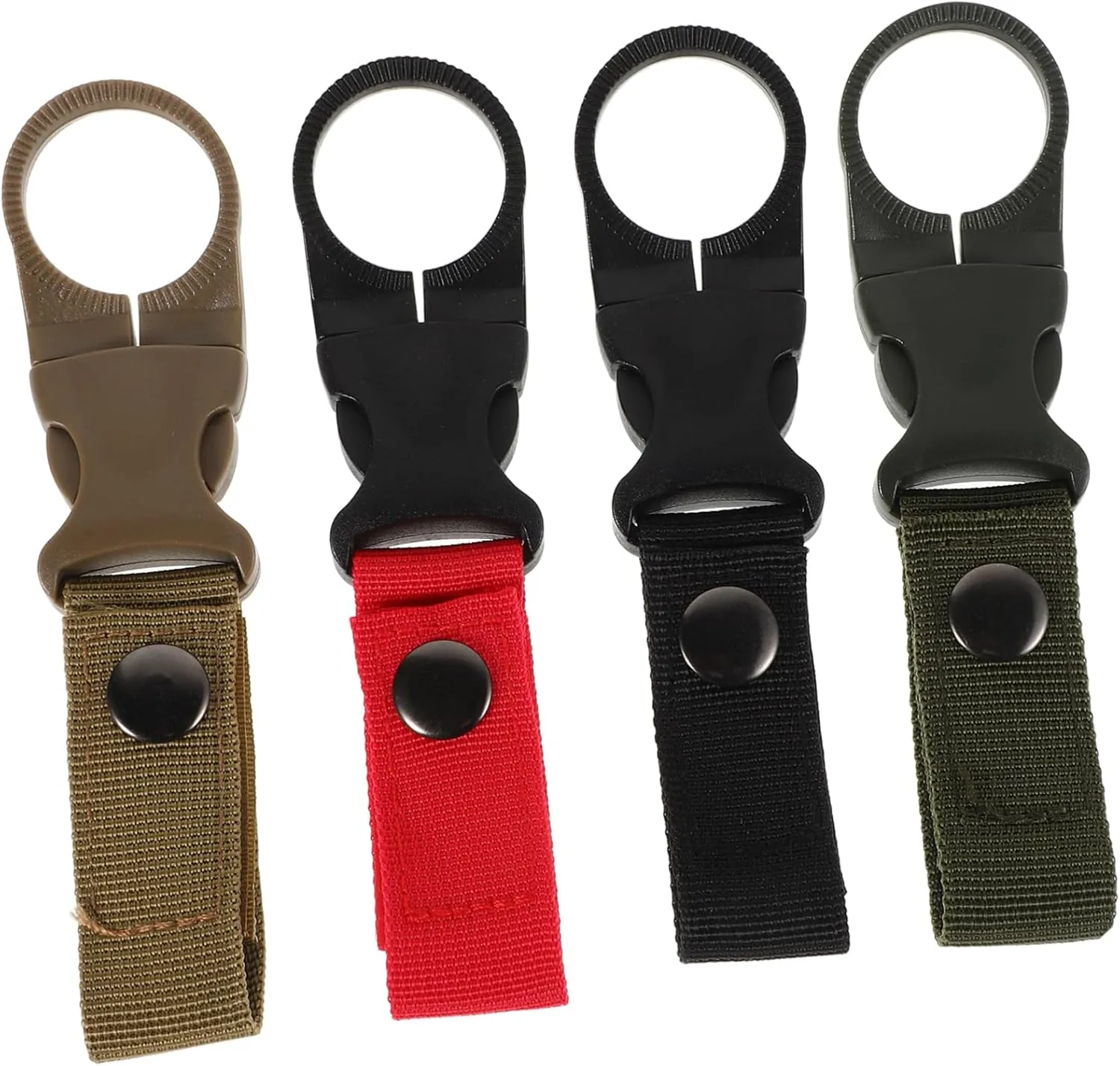 Kisangel Water Bottle Holder Clips Nylon and Steel Carabiner 4 Pack for Hiking Camping and Travel