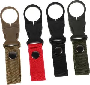 Kisangel Water Bottle Holder Clips Nylon and Steel Carabiner 4 Pack for Hiking Camping and Travel
