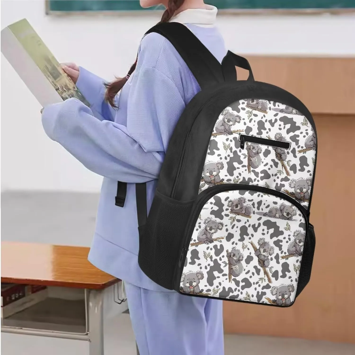 Koala School Bag and Lunch Box Set for Girls Kids Backpack Set with Water Bottle Holder Kids School Handbag Lightweight Backpack for Middle High School/Business Trip/Excursions
