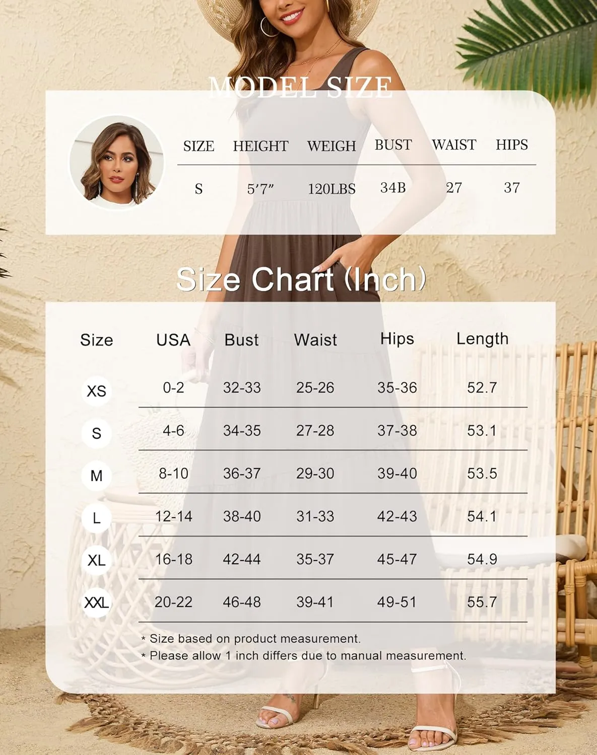 Kranda 2025 Summer Sleeveless Long Beach Sundress Square Neck Tank Top Tiered Maxi Dress with Pockets