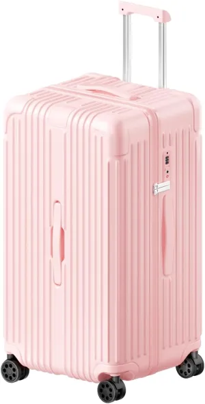 Krute Luggage 28 Inch Suitcase with 4 Universal Wheels TSA Lock PC ABS Hardside Checked Luggage (Pink)