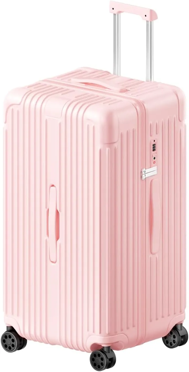 Krute Luggage 28 Inch Suitcase with 4 Universal Wheels TSA Lock PC ABS Hardside Checked Luggage (Pink)