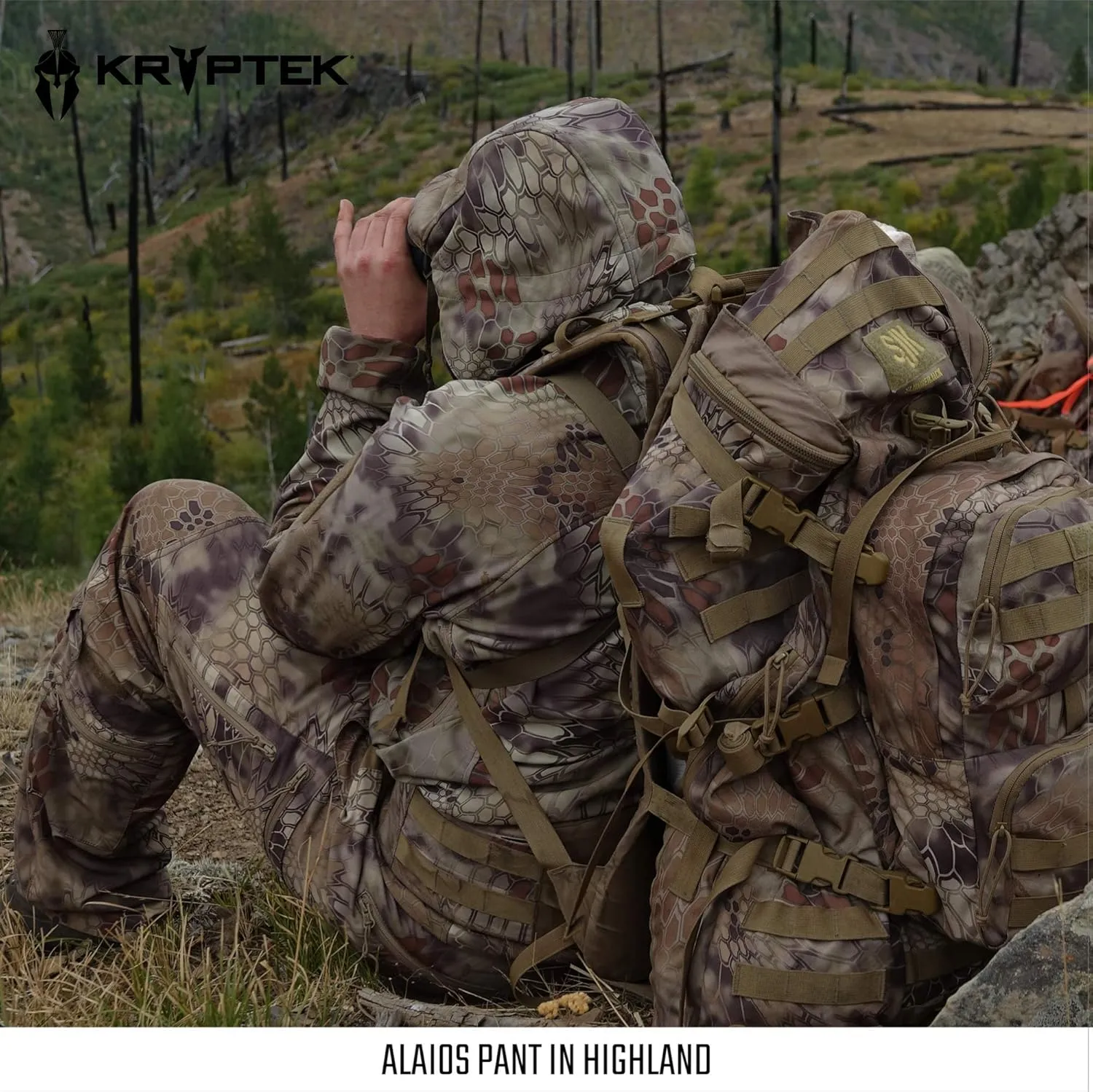 Kryptek Men's Alaios, Lightweight, Quick Drying 8 Pocket Camo Hunting Pant with Reinforced and Padded Knee