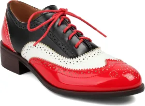 Lace-up Wingtips Oxford Shoes for Women Cutout Brogues Saddle Shoes