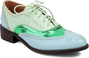 Lace-up Wingtips Oxford Shoes for Women Cutout Brogues Saddle Shoes