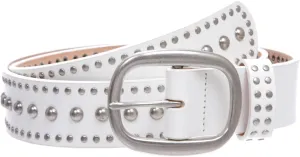 Ladies Oval Buckle Metal Circle Studded Leather Belt