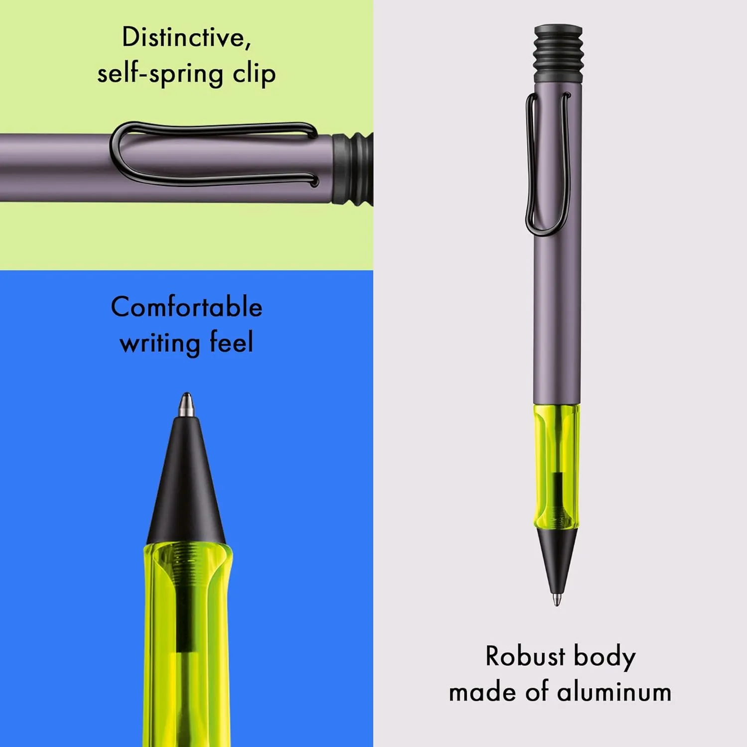 Lamy AL-star aubergine - Ballpoint Pen with transparent, ergonomic grip & line width M - lightweight aluminium body - including large capacity refill M 16 in black